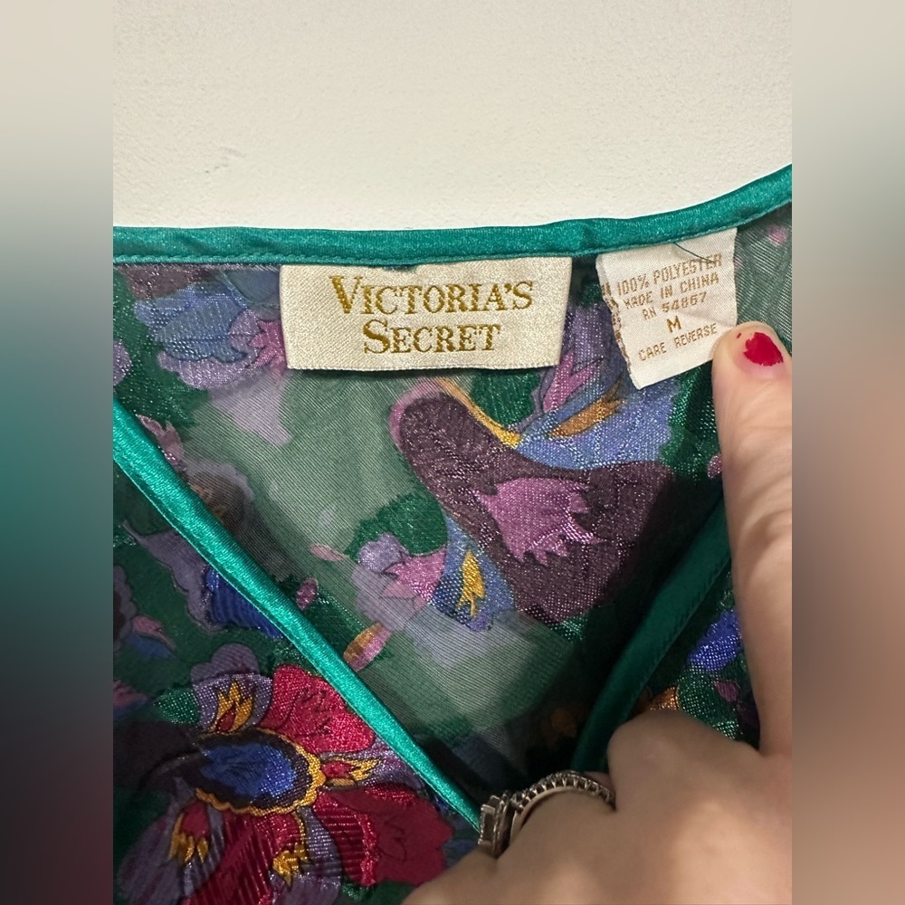 Vintage Gold Label Victoria's Secret Floral Green Lace Teddy Lingerie M - Picture 4 of 4